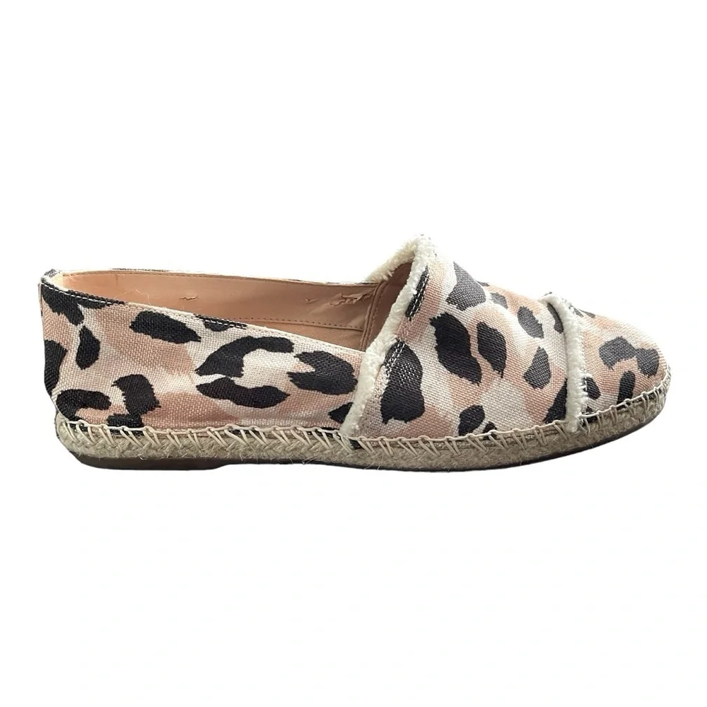 Schutz Leopard Canvas Espadrille Flats | Boho Summer Slip-On | Size 7.5